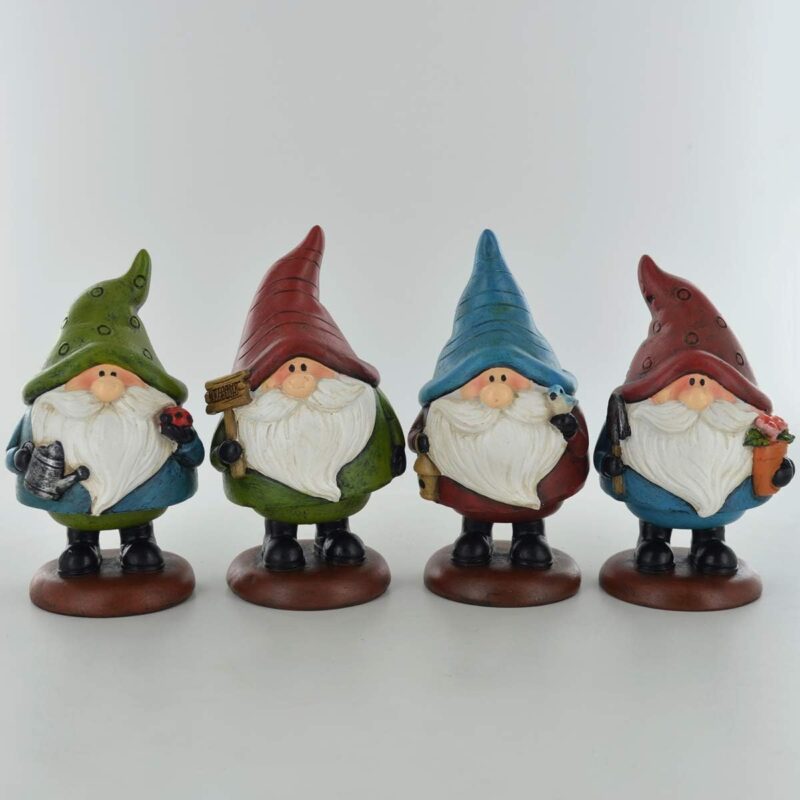 Gnomes - Set Of Four Bobbing Gnomes Fantasy Figure Garden Ornament Home Decor Elf Joke Present Novelty Gift Comical H