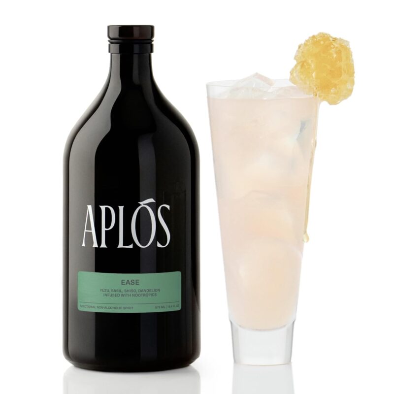 Aplós Ease Non Alcoholic Drink - Lion's Mane-Infused Calming Beverage Formulated to Relax and Unwind, Zero Sugar Beverage - 19.4 fl oz - 575ml