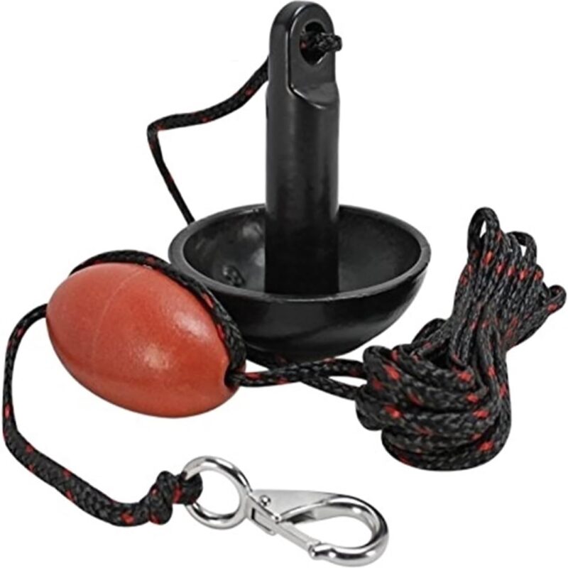 Solid Cast Iron Mushroom Boat Anchor, Black PVC-Coated Finish with Rope Floating Ball