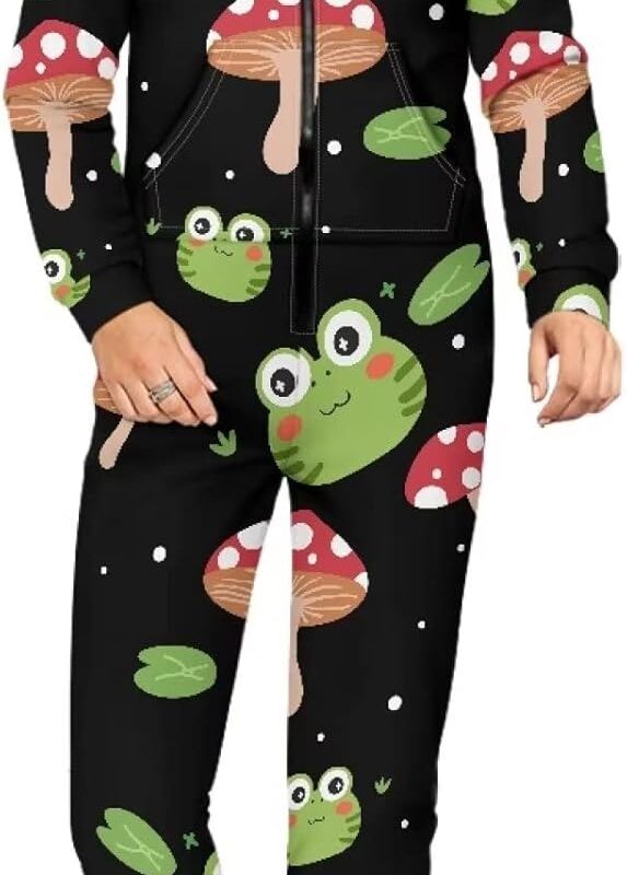 INSTANTARTS Unisex Novelty One-Piece Pajamas Warm Winter Jumpsuit Onesie Long Sleeve Hoodies Rompers