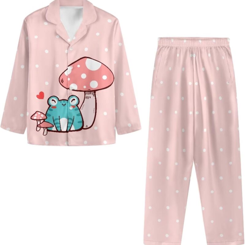 Yewattles Women's Button Pajamas Soft Long Sleeve Sleepwear 2 Pcs Set Casual V-Neck Costume Long Pants Pjs with Pockets