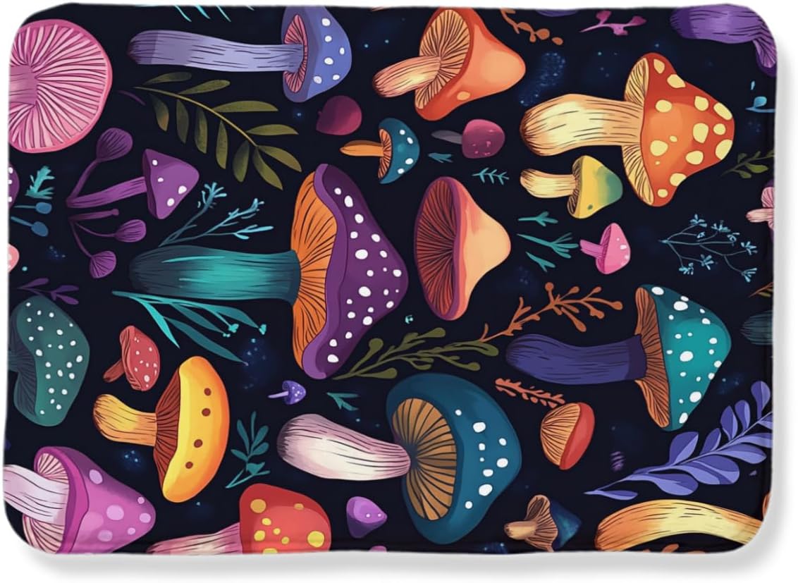 61LiBZ2JZhL._AC_SL1200_.jpg Cute Mushroom Rug - Colorful Mushroom Area Rug for Kids' Bedroom, Playroom, Living Room - 40x60 Inch - Image 7