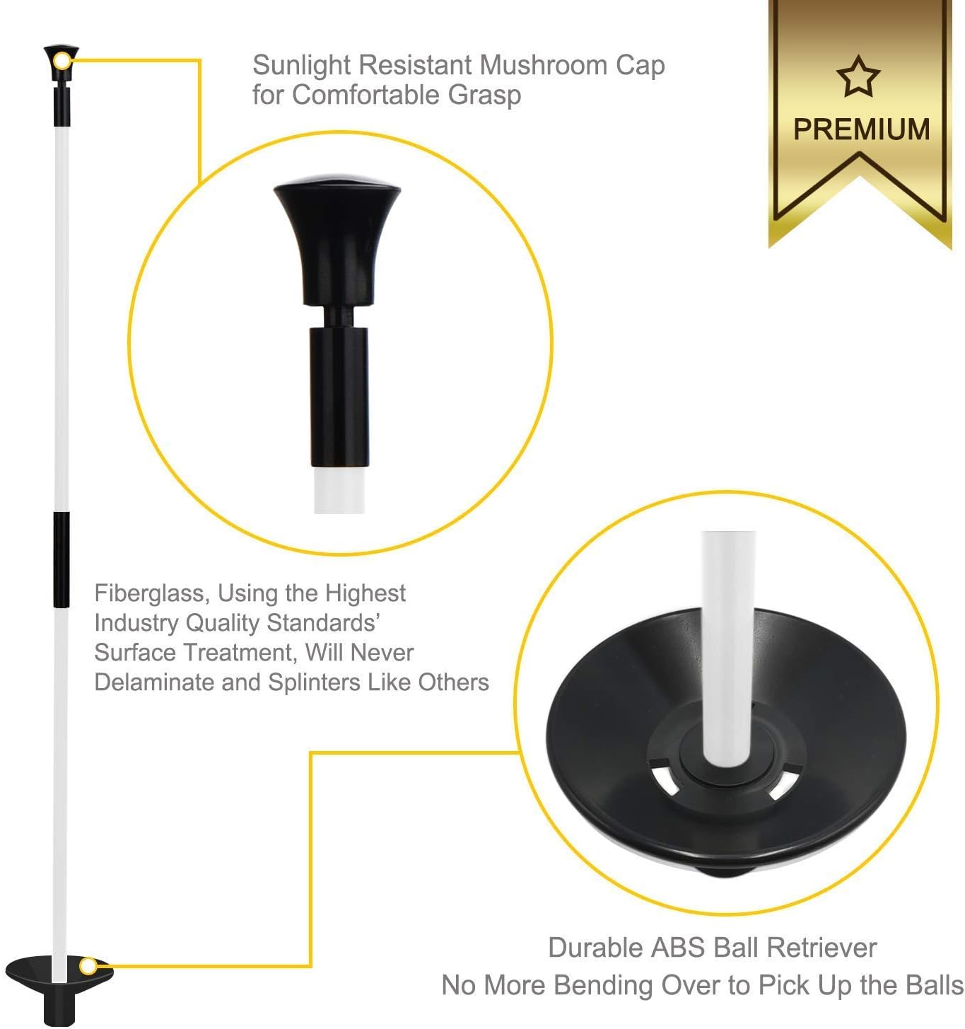61Oz52WEy6L._AC_SL1500_.jpg KINGTOP Golf Flagstick Mini, Practice Putting Green Flag Stick for Yard, Pole | Pin | Flagpole, Portable 2-Section Design, 3 Foot, 4-Pack - Image 2