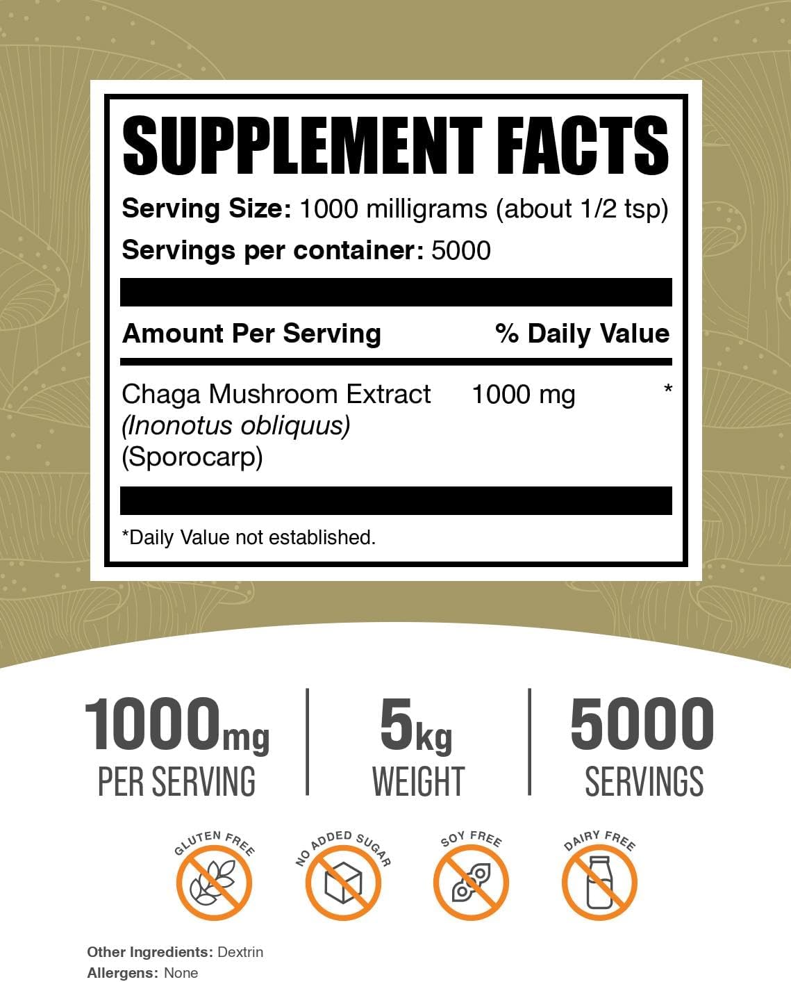 61RXrzIEjzL._AC_SL1500_.jpg BulkSupplements.com Chaga Mushroom Extract Powder - Mushroom Supplement, from Chaga Mushrooms - 1000mg of Chaga Powder Extract per Serving, Gluten Free (5 Kilograms - 11 lbs) - Image 2