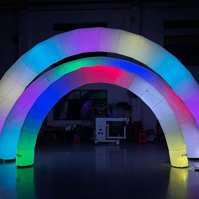 20ft Inflatable Color Changing Arch Blow up Promotional LED Lighting Arch with Blower Color Change Lighting Archway for Event Parties (Multicolor, 6m Width)