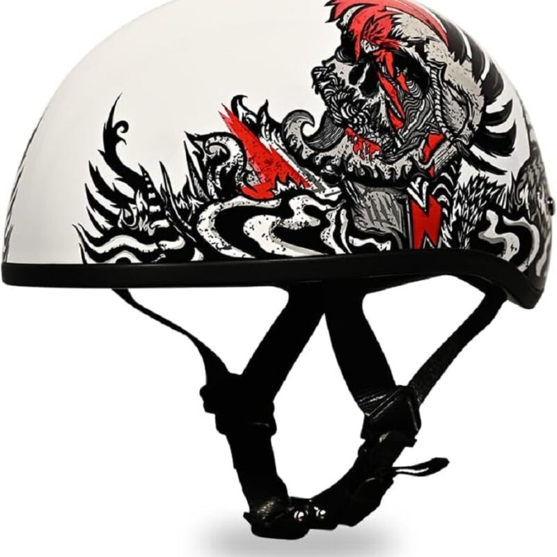 Daytona Helmets Half Skull Cap Motorcycle Helmet – DOT Approved [Graphics]…