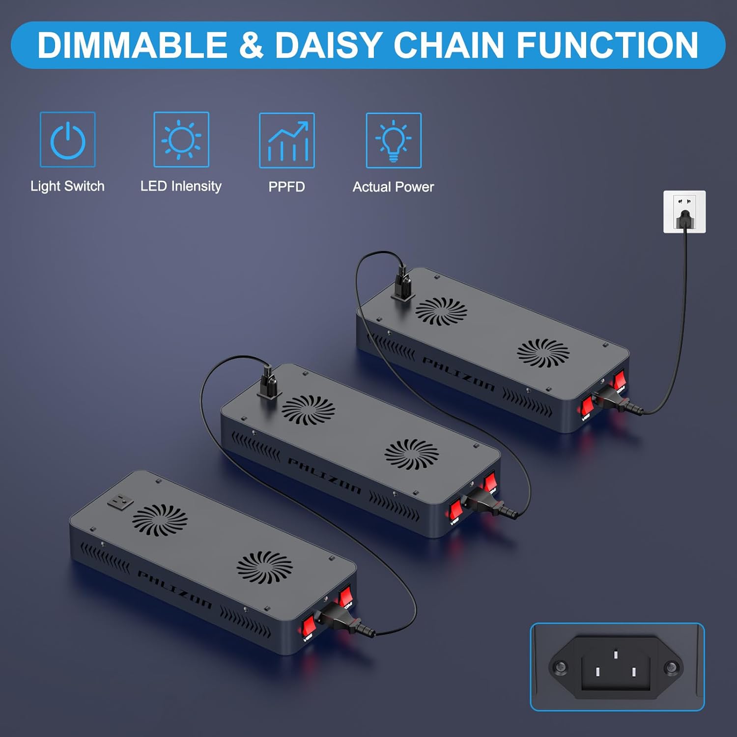 61Vx49eBKxL._AC_SL1500_.jpg Phlizon Upgraded 600W LED Grow Light with SMD LEDs 2x2ft Full Spectrum Plants Light Double Switch Grow Led for Indoor Veg and Flower - Image 4