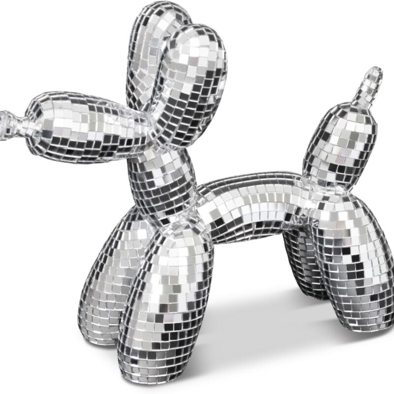 Disco Dog, Maximalist Balloon Dog Statue for Dog Mom & Dog Dad, Aesthetic Disco Ball Decor, Preppy Apartment Home Decor, Cute Room Decor & Gifts for Dog Lovers