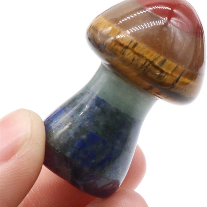 7 Mushroom Crystals Splicing Gemstones Cute Natural Stone Mushrooms Mini Miniature Figurines Home Ornaments (Color : 1pc)