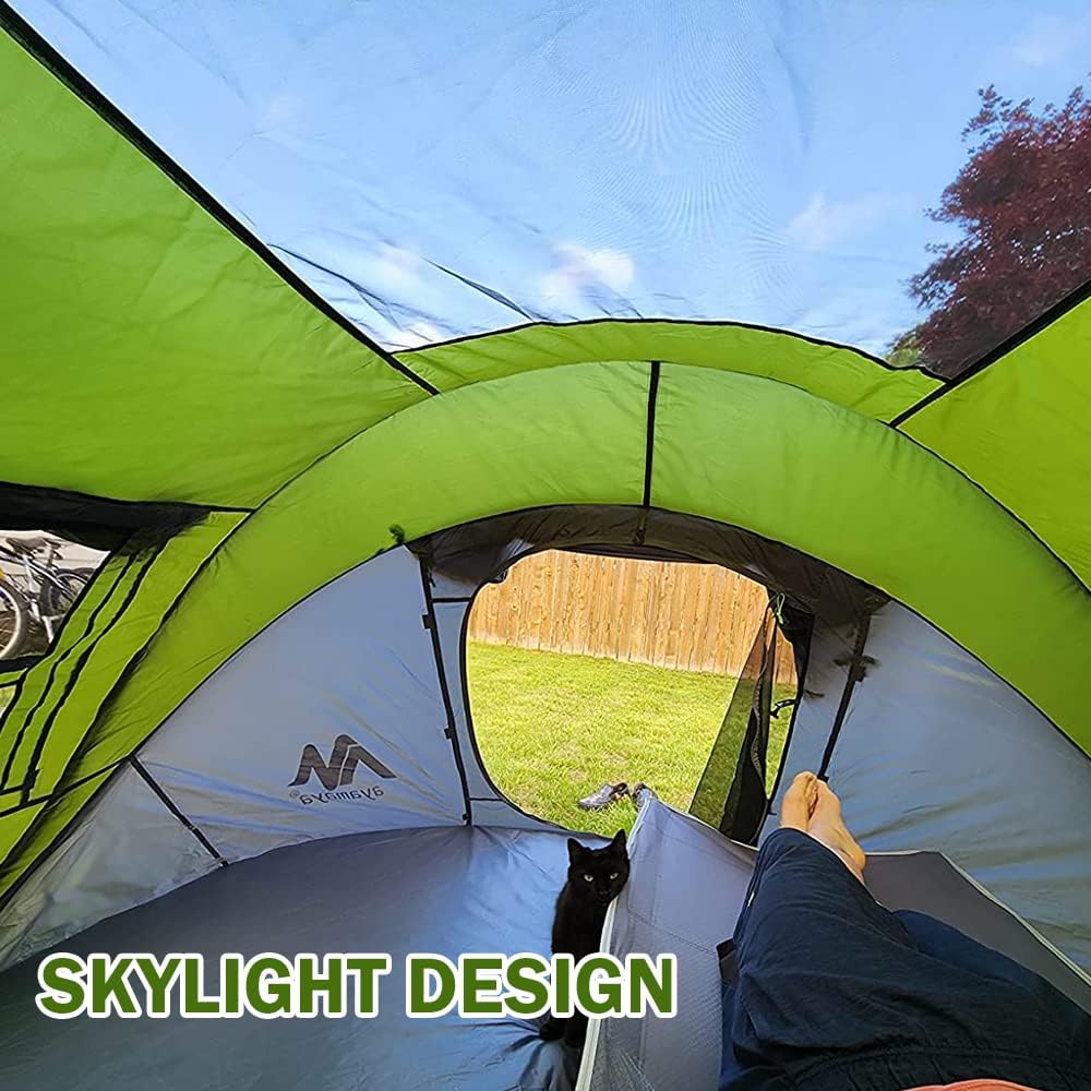 61Yfp30WAaL._AC_SL1000_.jpg 4 Person Pop Up Tents for Camping - AYAMAYA Waterproof Instant Family Tents with Skylight & Removable Rainfly, Upgraded Large Size with 2 Doors -Automatic Easy Setup Beach Tent with Poles - Image 5