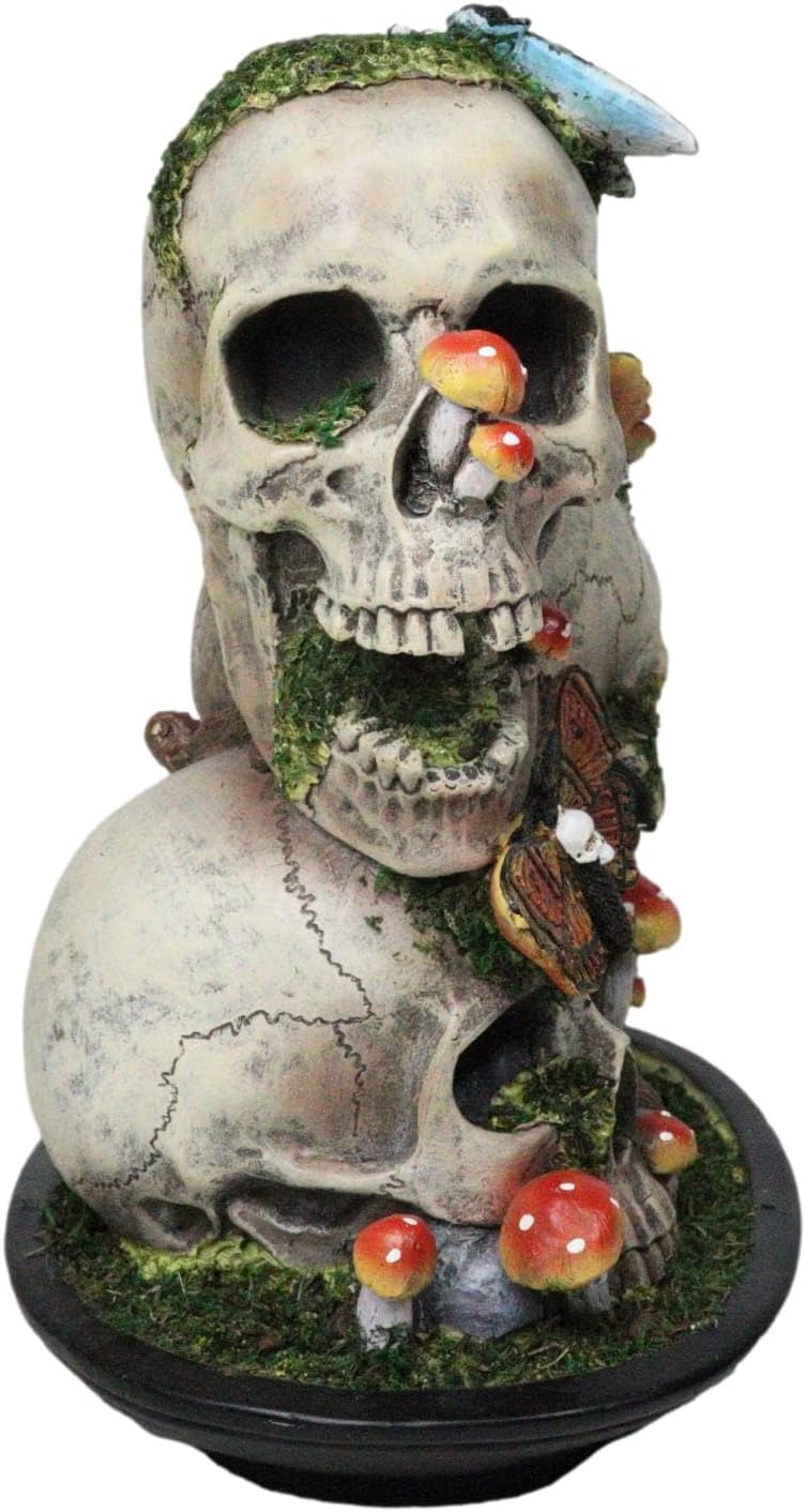 61Zv7wiN-YL._AC_SL1500_.jpg Ebros Gift Day of The Dead Death Moths Toadstool Mushrooms and Moss Fungi Trio Skulls Figurine 10.5" H Skeleton Macabre Alchemy Gothic Ossuary Skull Accent - Image 4