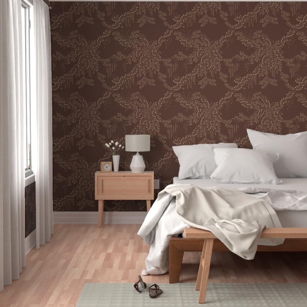 61dmW2gIjPL._AC_SL1024_.jpg Peel & Stick Wallpaper 12ft x 2ft - Autumn Branches Autumnal Fall Trees Elegant Rust Red Autumn Spice Mushrooms Forest Woodland Custom Removable Wallpaper by Spoonflower - Image 5