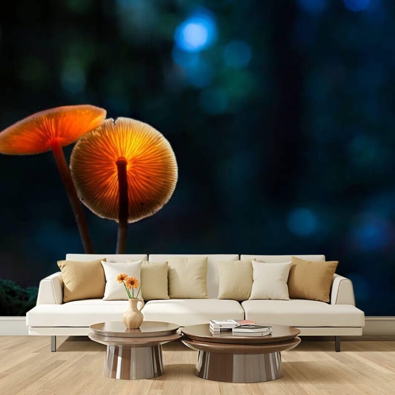 Wall Mural Mushroom Lights Silk Removable Wallpaper 3D Large Wall Mural Sticker Home Decor for Living Room Bedroom 100"x144" (Not Self-Adhesive)