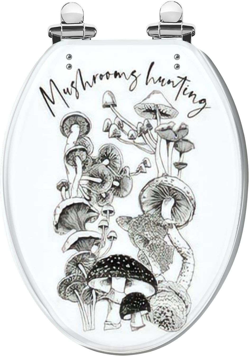 61i-NxUKgXL._AC_SL1500_.jpg Elongated Toilet Seat Composition Different mushrooms Mushrooms hunting lettering quote Quiet Close Strong Stainless Steel Hinges Resin Toilet Seat Easy to Install Easy to Clean