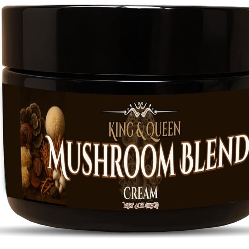 Mushroom Complex Cream – 6-Mushroom Immune & Focus Support | Reishi Lion’s Mane Chaga Cordyceps Turkey Tail Tremella | 4 oz – King & Queen Wellness