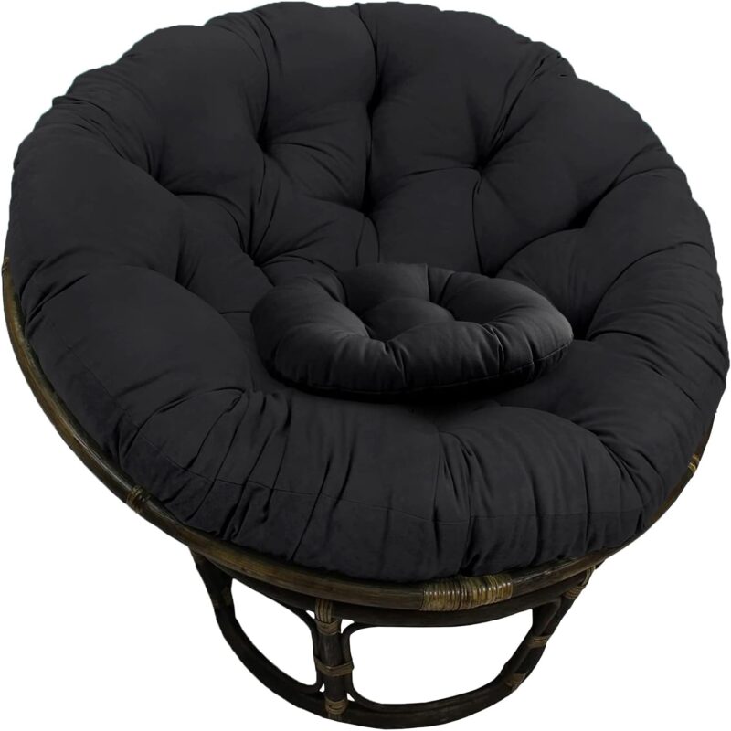 Cushion Only, Thickened Overstuffed Round Cushion 8.8lb Chair Hanging Egg Chair (44 * 44, Black)