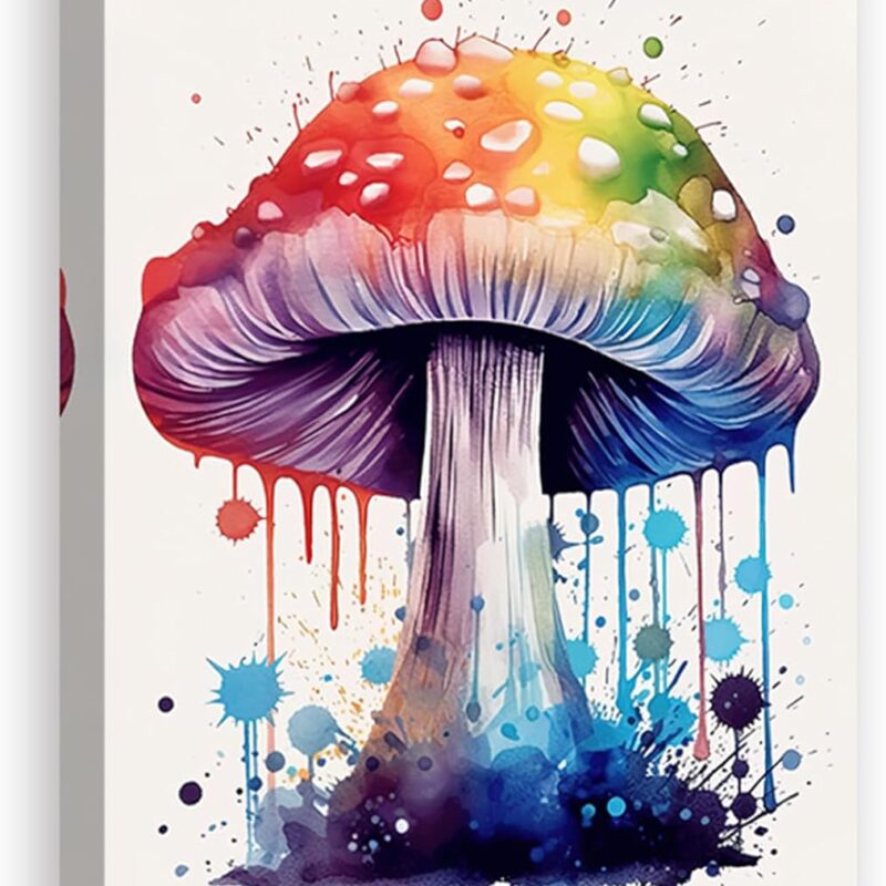 DOARTDO Psychedelic Mushroom Wall Art Watercolor Mushroom Art Abstract Mushroom Canvas Modern Office Home Wall Decor Pictures (Mushroom - 3, 20.00" x 30.00")