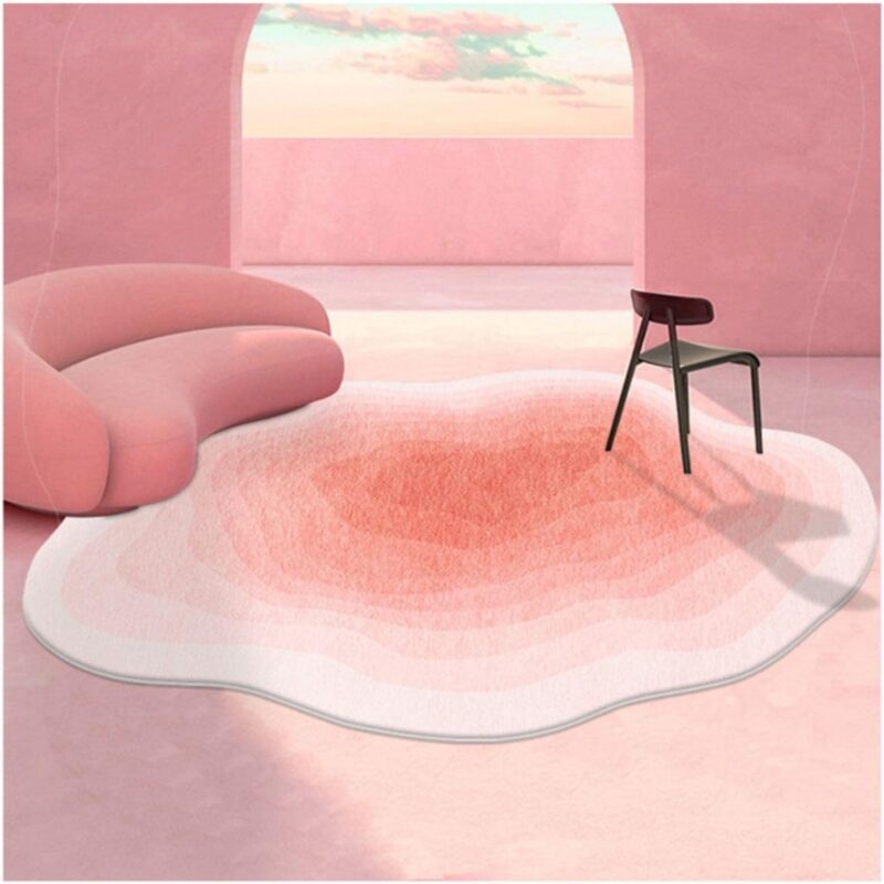 Irregular Shaped Rug Funny Soft Anti-Slip Bedroom Rug for Living Room Dining Room and Kitchen Rug(C) (120x160cm/47x63in,Pink)
