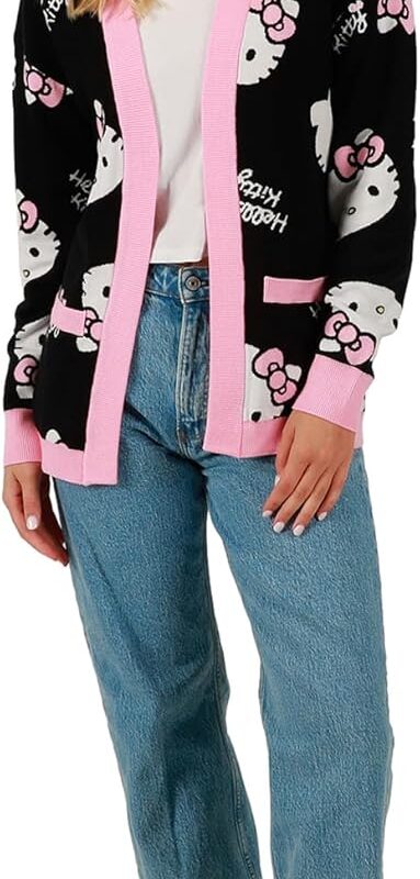 Women's Officially Licensed Hello Kitty Relaxed Fit Knit Cardigan