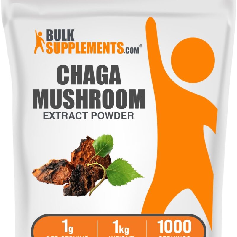 BulkSupplements.com Chaga Mushroom Extract Powder - Mushroom Supplement, from Chaga Mushrooms - 1000mg of Chaga Powder Extract per Serving, Gluten Free (5 Kilograms - 11 lbs)