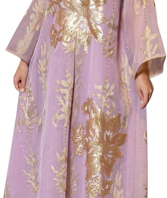 Floral Embroidery Dress for Women Muslim Abayas Casual Long Sleeve Maxi Dress Islamic Dubai Kaftan Eid Party Robe
