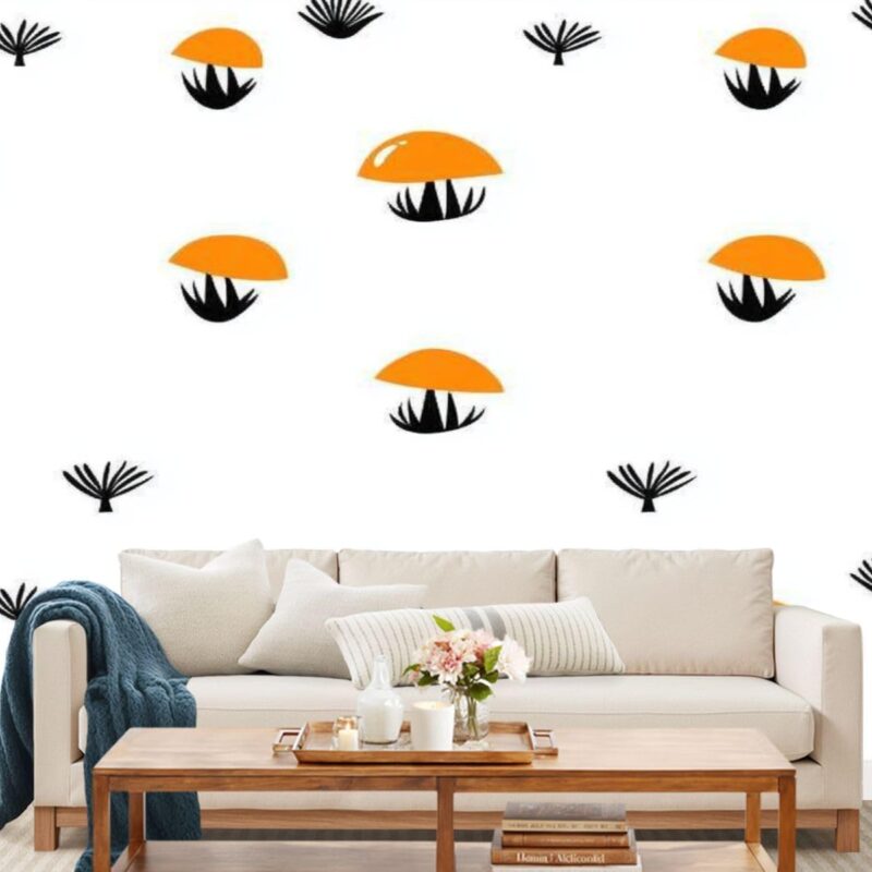 Wall Mural Cute Mushroom Seamless Pattern Childish Seamless Simple Doodle Self-Adhesive Peel & Stick Wallpaper Removable Canvas Wall Sticker Decor for Bedroom Living Room Bathroom 69"x96"