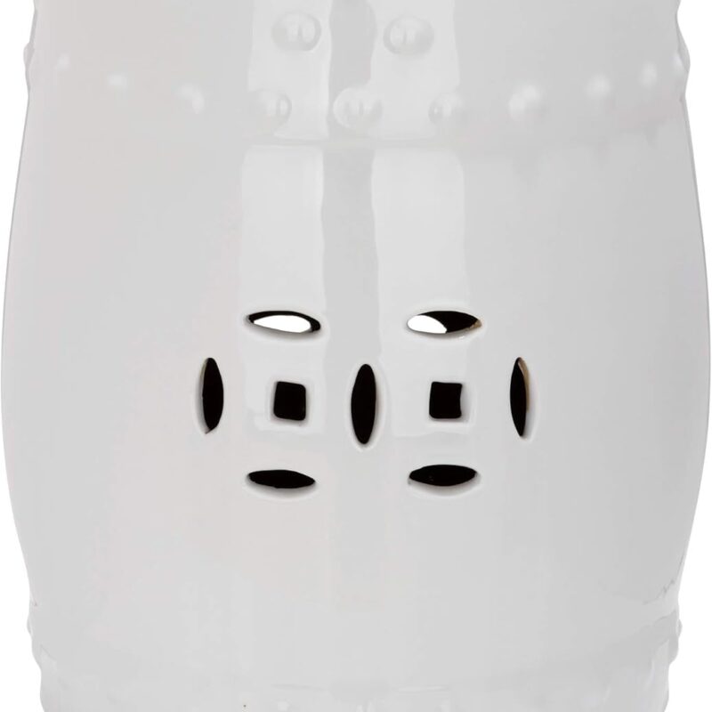 SAFAVIEH ACS4516A Modern Ming Ceramic Decorative Garden Stool, 0, White