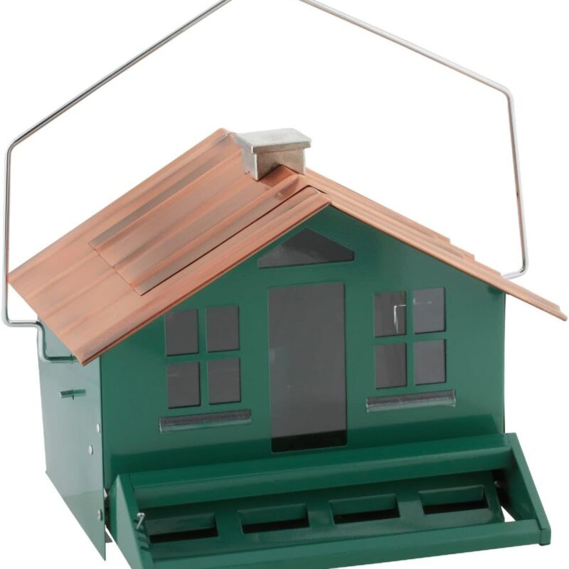 Perky-Pet 339-1SR Squirrel-Be-Gone II Home Style Bird Feeder with Chimney, Squirrel Proof Bird Feeder with Weight-Activated Perches, Large 8lb Capacity Outdoor Wild Bird Feeder