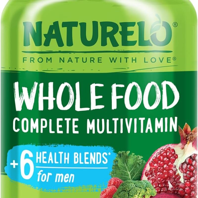 NATURELO Mens Multivitamins - Whole Food Multivitamin for Men with Vitamins, Minerals - 240 Vegetarian Capsules for Energy, Brain, Heart, Eye Health