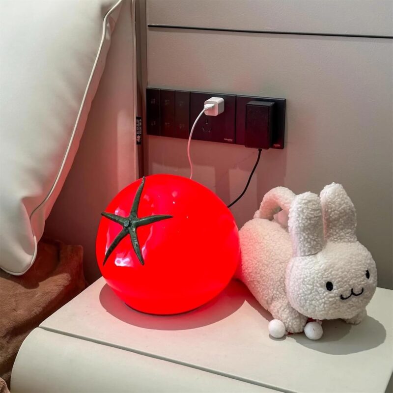 RGB Tomato Lamp Night Light with Remote - 16 Colors, Red Light Sleep Lamp with USB Charging (8.2 x 8.2 inch), Fruit Table Decor for Bedroom, Desk, Home, Cute & Unique Gift