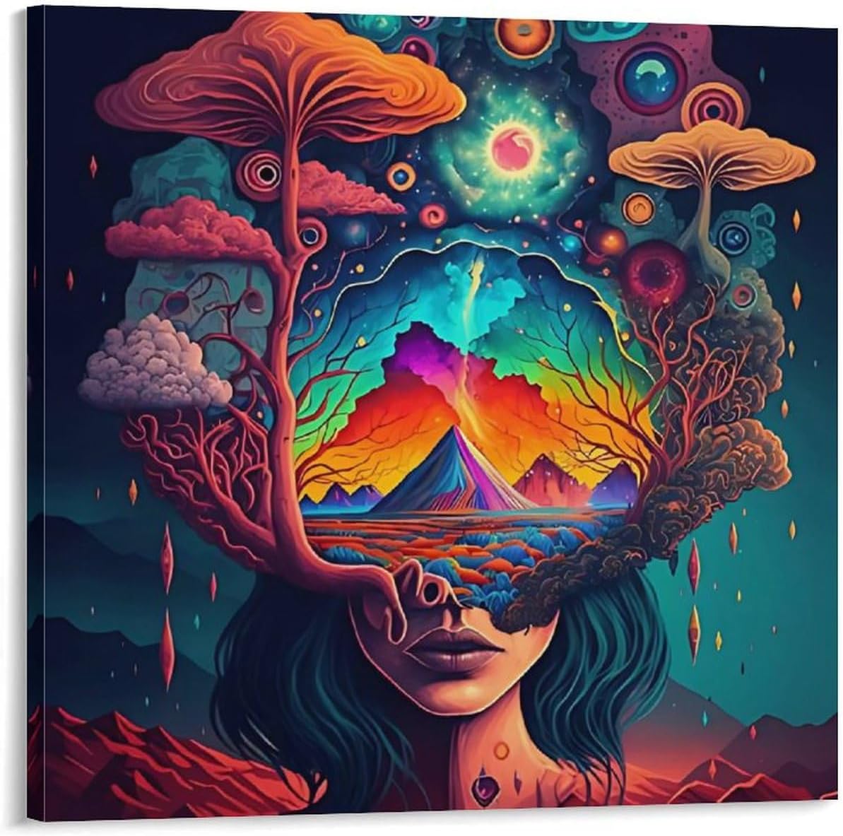 710vs-NhtFL._AC_SL1500_.jpg Psychedelic Mushroom Art Poster (6) Room Aesthetic Poster Print Art Wall Painting Canvas Posters Modern Bedroom Decor 20x20inch(50x50cm)