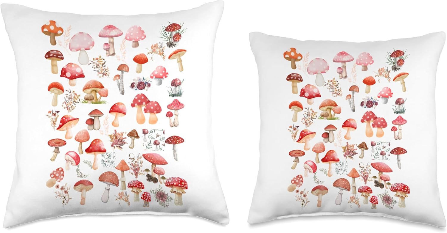 711HaQHvUbL._AC_SL1500_.jpg Cottagecore Cute Aesthetic Vintage Mushroom Gardencore Shirt Throw Pillow - Image 3