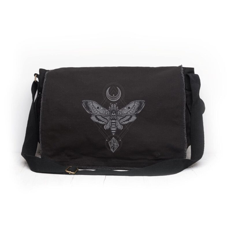 Messenger Bags by Black Lantern - Aesthetic Crossbody Bags for Women & Men - Cute Vintage Cross Body Purse, Large Shoulder Bag - Backpacks for Work (Moth Moon Rock)