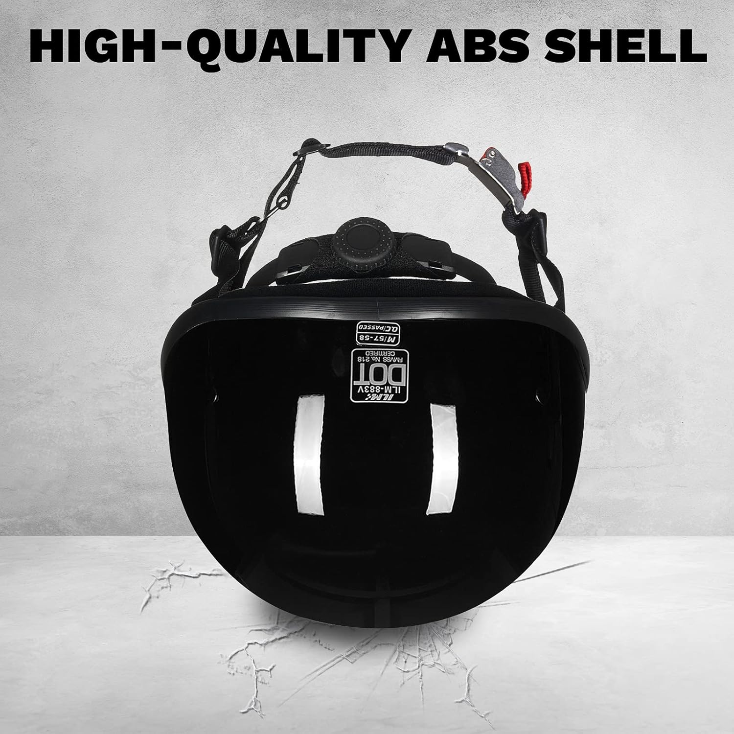715PbF-7tBS._AC_SL1500_.jpg ILM Motorcycle Half Helmet with Sunshield Quick Release Strap Half Face Fit for Cruiser Scooter DOT Approved 883V (Gloss Black, X-Large) - Image 4