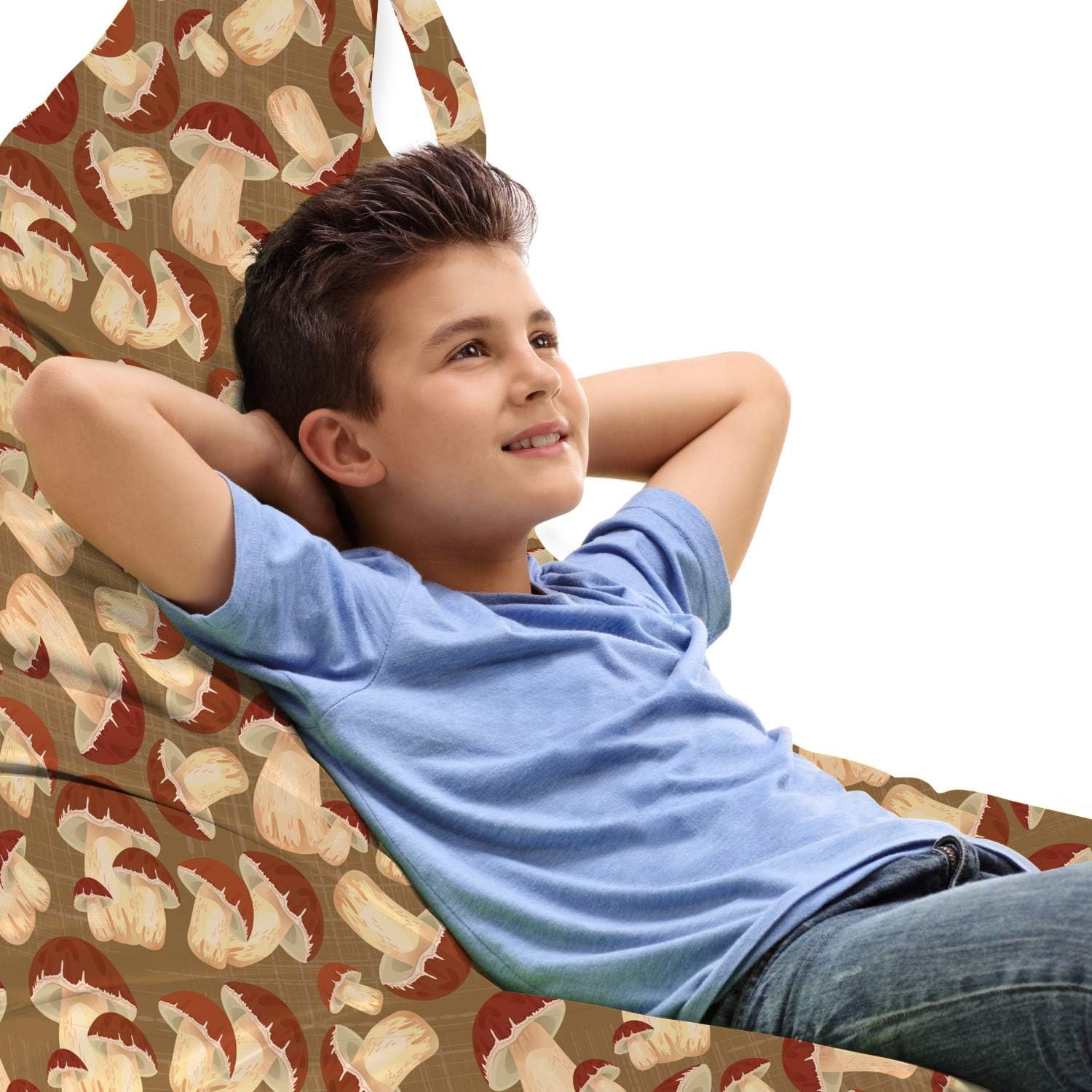 715xJ9mOP8L._AC_SL1500_.jpg Ambesonne Mushroom Lounger Chair Bag, Exotic Food Porcini Mushroom with Vintage Grunge Display Harvest Farmland, High Capacity Storage with Handle Container, Lounger Size, Beige Brown Cocoa