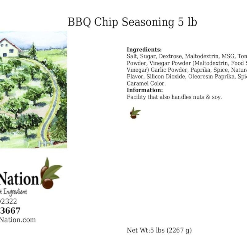 OliveNation BBQ Chip Seasoning, Sweet, Spicy, Smoky Seasoning Powder for Chips, Popcorn, Snack Mixes, Rubs - 80 ounces