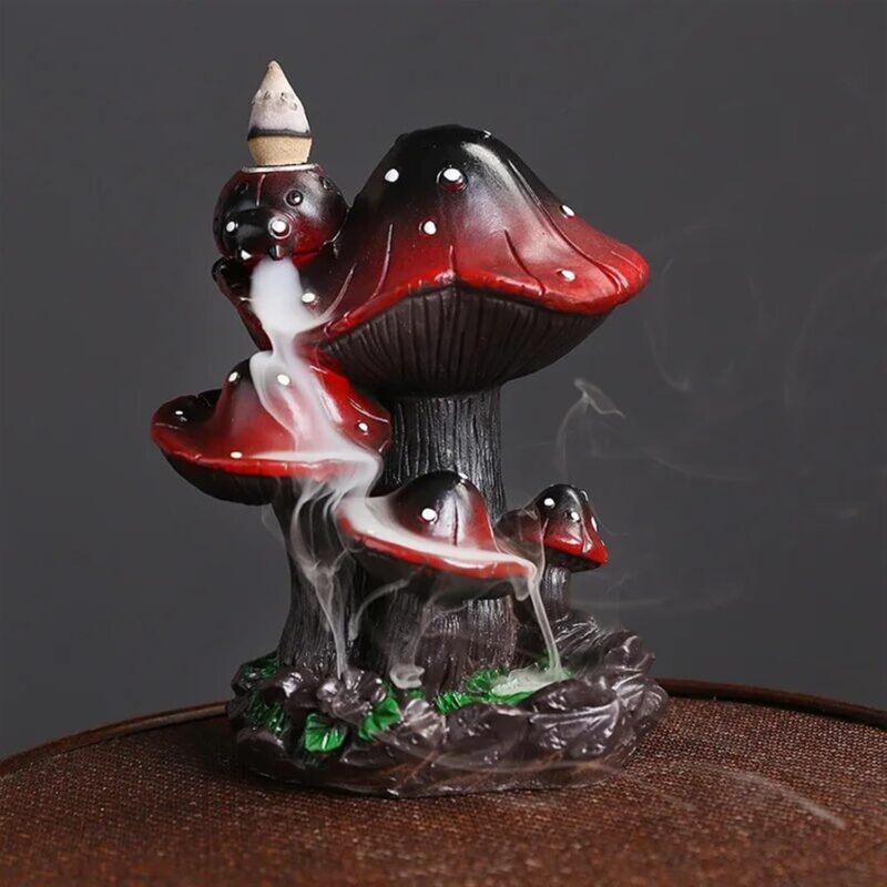 Incense Burner Resin Home Ornaments Mushroom Waterfall Backflow Incense Burner Incense Holder Censer Home Decor (Without Incense) Backflow Incense Holders