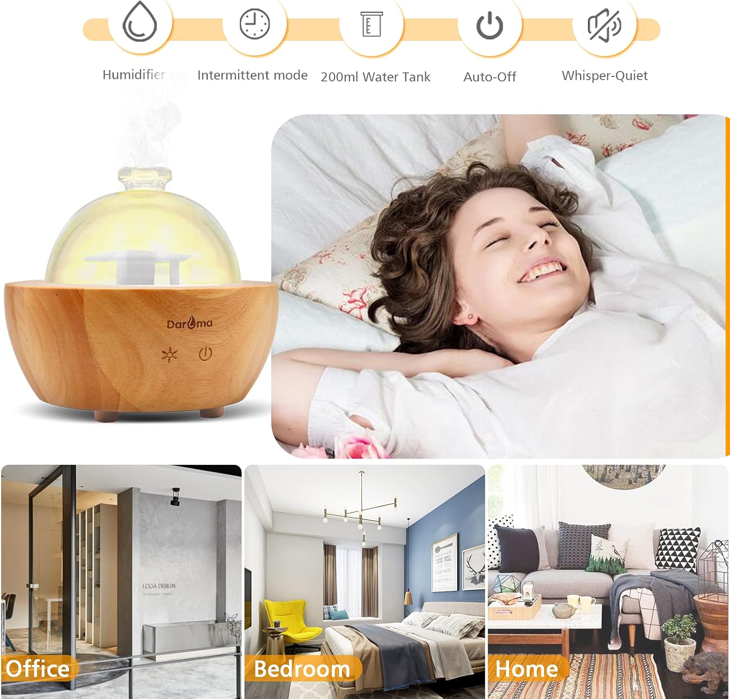 718jh1wPUZS._AC_SL1500_.jpg 2025 Upgraded Remote Handmade Glass & Real Wood Essential Oil Diffuser, Aromatherapy Diffuser, 200ml Aroma Humidifier, Cool Mist with 7 LED Colors, Waterless Auto Shut-Off for Home Office Bedroom Gift - Image 4