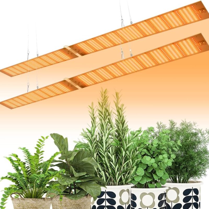 2 Pack 1000W Sunlight-Mimicking Plant Lights LED Flower Lamp 100-277V Balcony Fixtures Foldable Panels Sun Spectrum for Budding Potted Plant Supplement Lamps for Tomato Growth Indoor Garden Fill Light