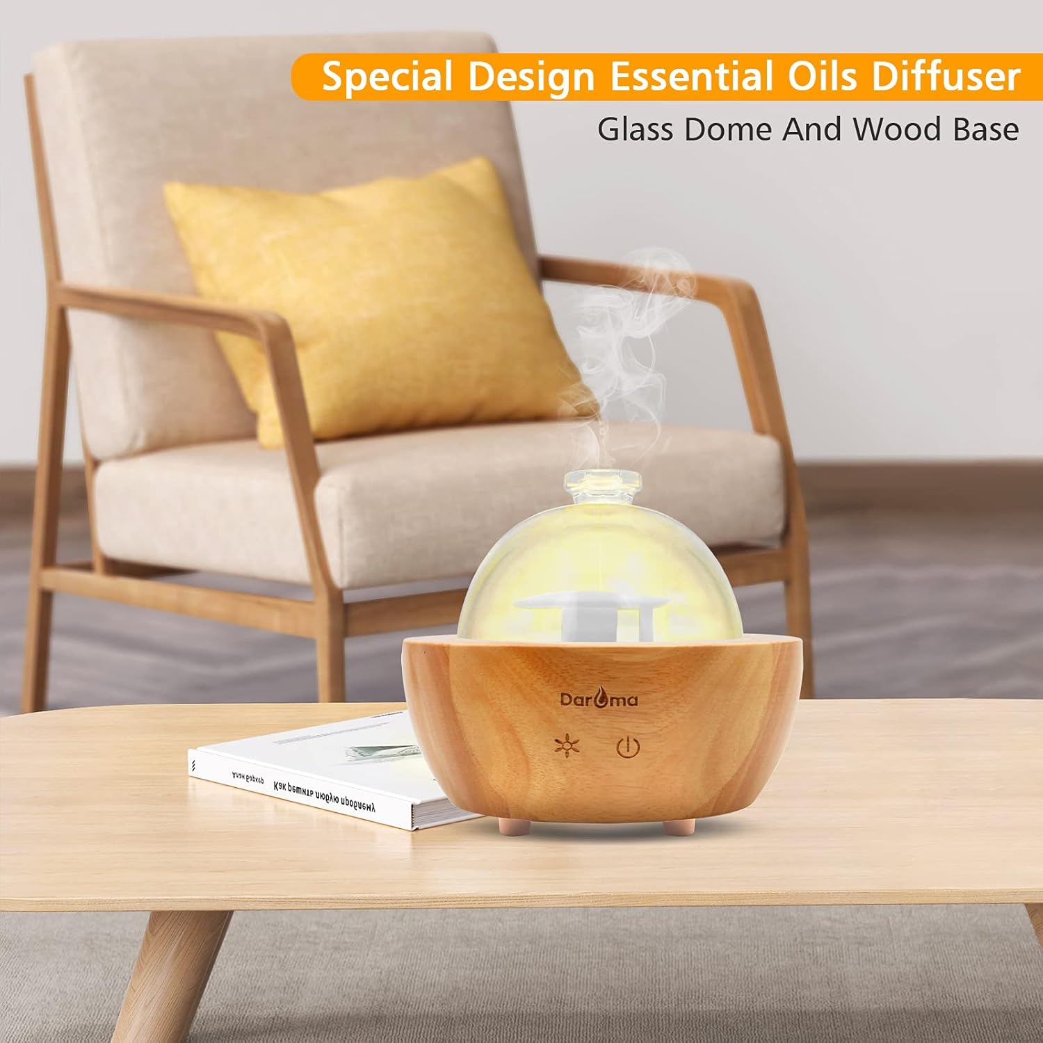 719MUp6dJaS._AC_SL1500_.jpg 2025 Upgraded Remote Handmade Glass & Real Wood Essential Oil Diffuser, Aromatherapy Diffuser, 200ml Aroma Humidifier, Cool Mist with 7 LED Colors, Waterless Auto Shut-Off for Home Office Bedroom Gift - Image 2