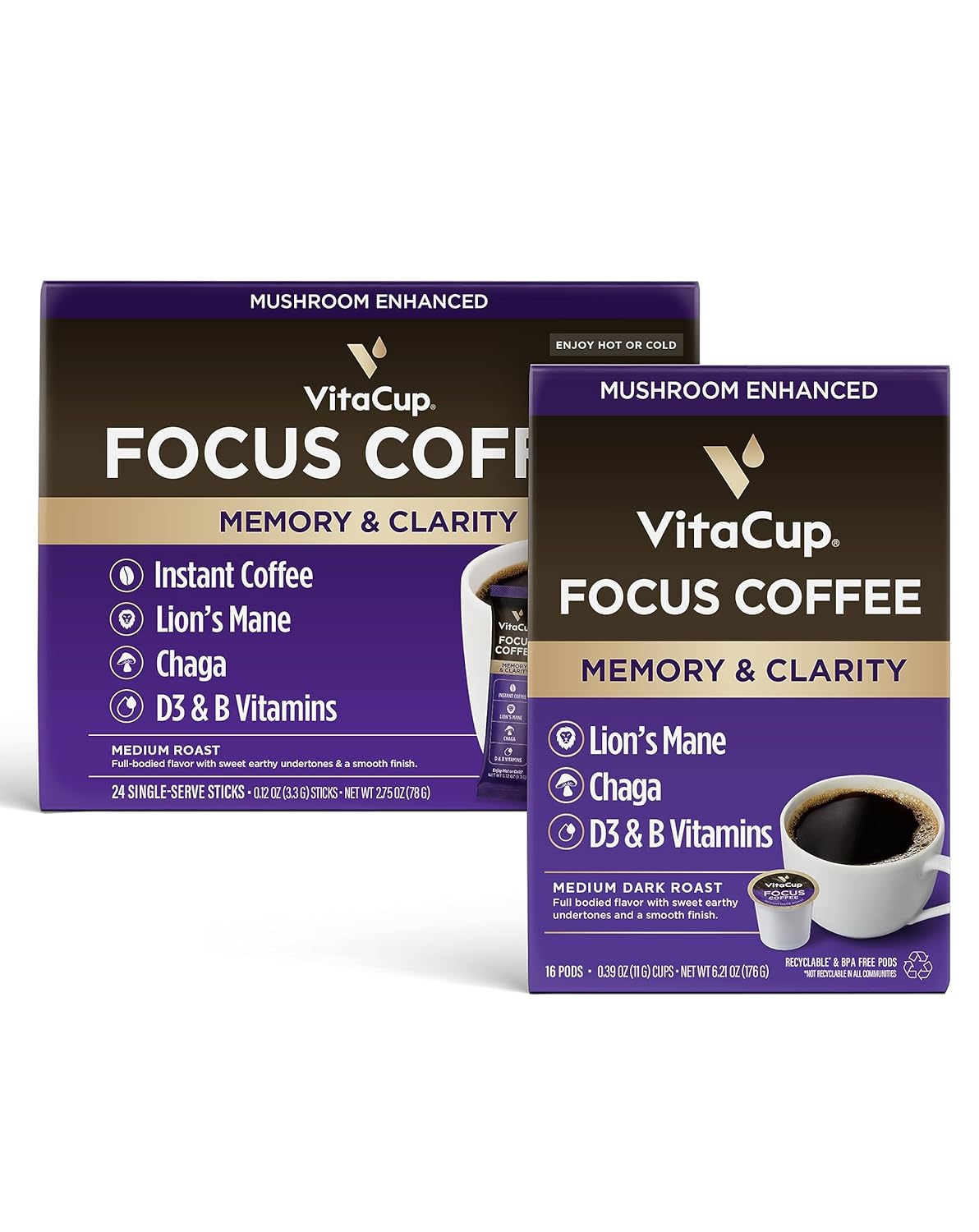 719S1NJ6cxL._SL1500_.jpg VitaCup Instant Focus Coffee 24ct & Focus Coffee Pods 16ct