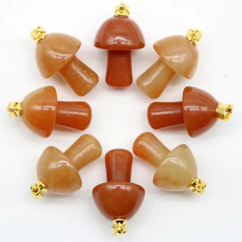 100pcs Natural Stone Quartz Crystal Mushroom Pendant or Jewelry Making Wholesale-red agate1