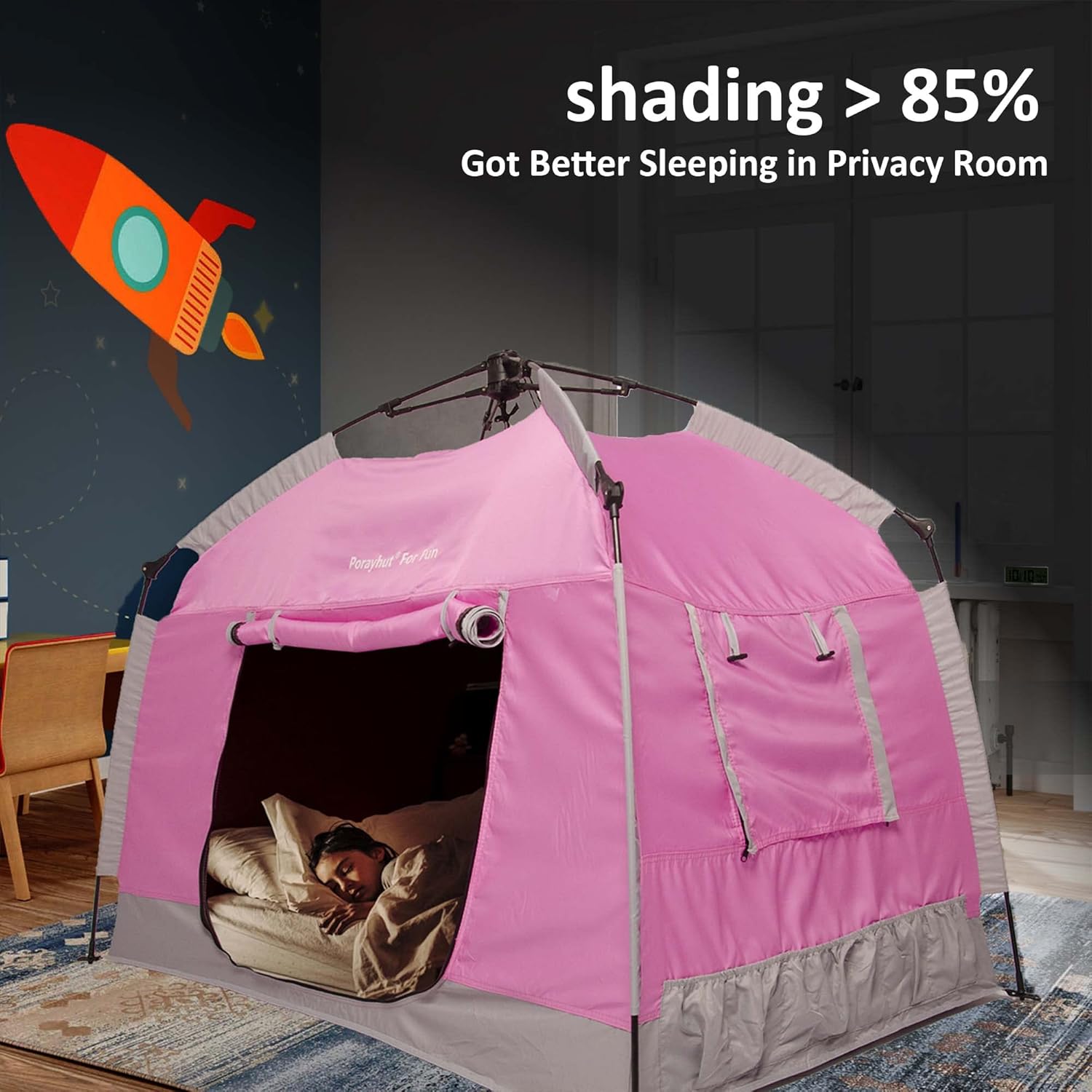 71BZtoY-jUL._AC_SL1500_.jpg Kids Play Tent-Portable Playhouse Children House -Easy Set up Indoor Outdoor with Carry Bag for Kids-Light Strip Design for Night use -Space for Children and Parents-Birthday - Image 8