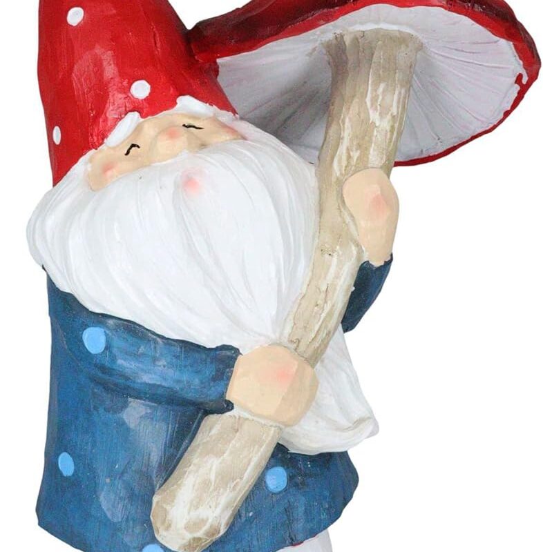 Ebros Gift Large 16.25" High Whimsical Adventuring Festive Holiday Garden Gnome Walking with Giant Toadstool Mushroom Umbrella Figurine Travelling Gnomes Home Decor Sculpture