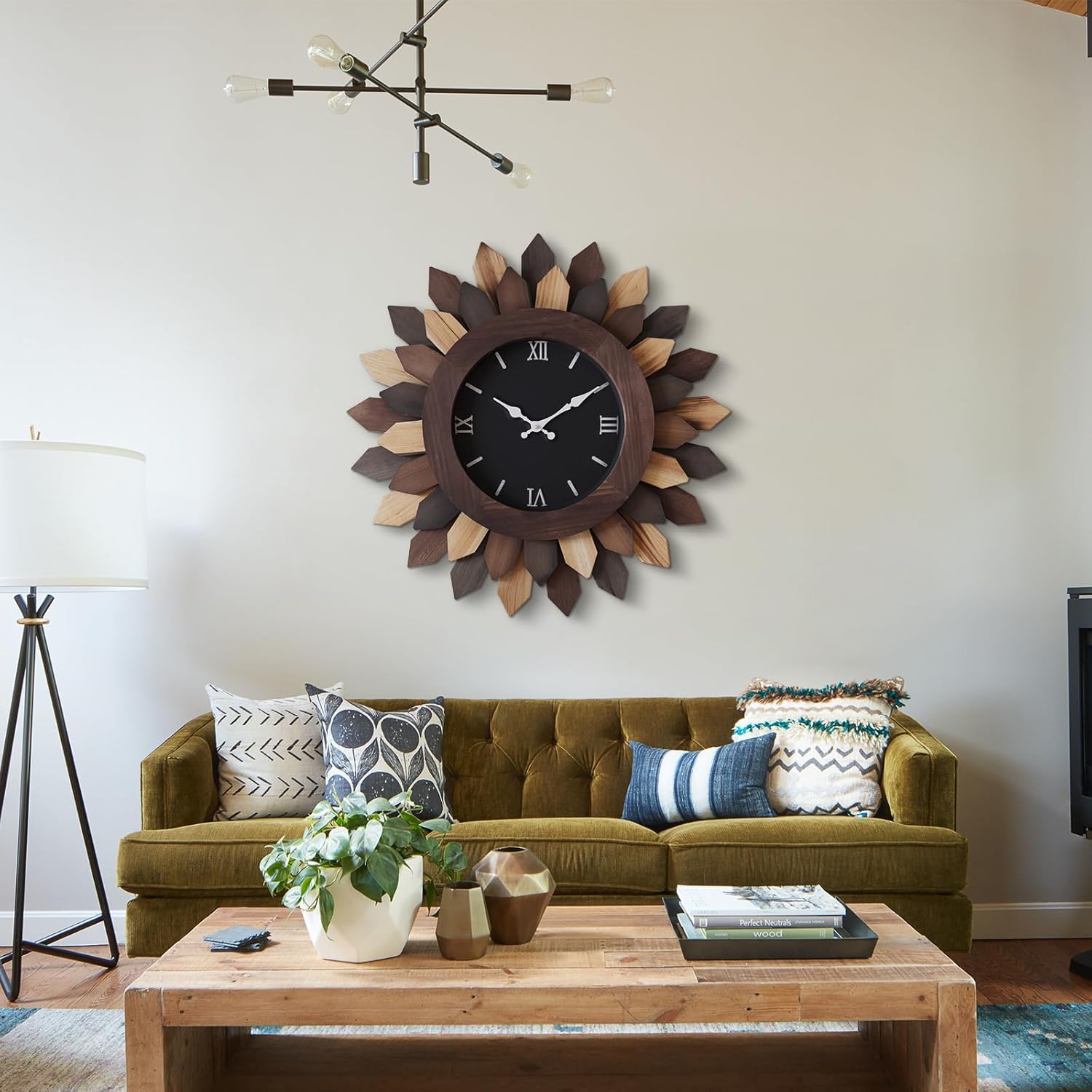 71CNzXX8bxL._AC_SL1500_.jpg 24'' Large Wall Clock for Living Room Deco Boho Decorative Big Oversized Silent Battery Operated Farmhouse Wood Wall Clock for Office Home Dinning Room Bedroom Kithen - Image 6