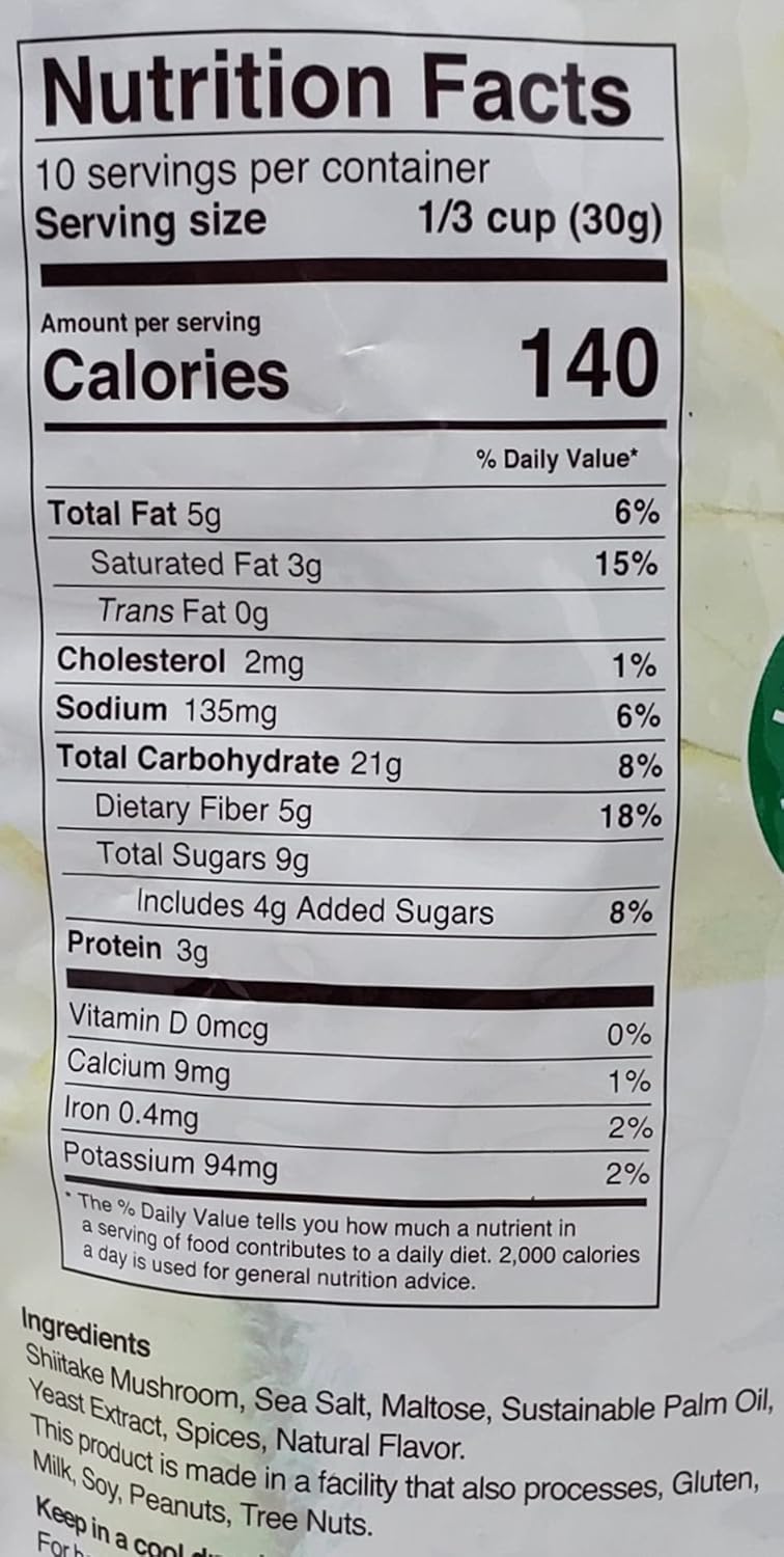 71CTeOixeHS._SL1500_.jpg The Snak Yard Shiitake Mushrooms - Non GMO - Crispy, Crunchy, and Seasoned Snack - Comes in a Resealable Bag - 10.6 oz Per Bag - Choose a 2, 3, or 4 Pack (2 Pack, 21.2 oz) - Image 2