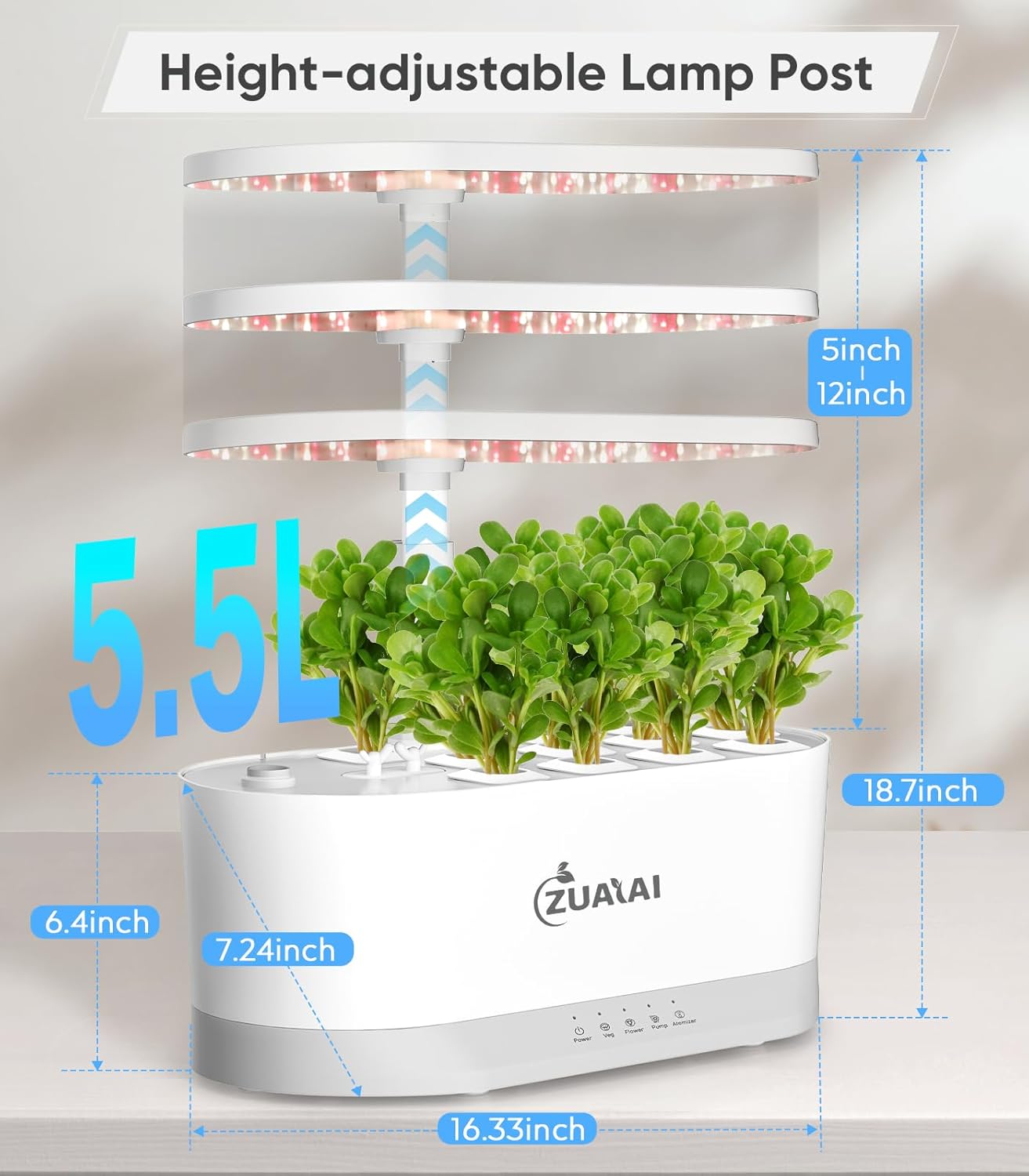 71E6ptSX4YL._AC_SL1500_.jpg Hydroponics Growing System: 11Pods Indoor Garden Plant Germination Kit with Humidifier, Hydroponic Growing System Herb Garden with Height Adjustable LED Grow Light, Men Dad Grandpa Gifts for Women - Image 6