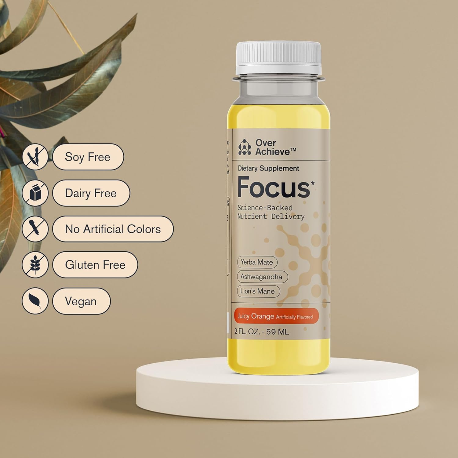 71EN8W3AR8L._AC_SL1500_.jpg Focus Drink for Concentration- Contains Yerba Mate, Ashwagandha and Lions Mane Mushroom with Advanced Nanoscience Technology - 24 Pack Brain Focus Drink, Orange Flavor, 2oz - Image 3