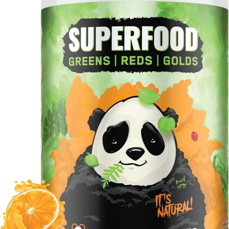 Underground Bio Labs/Panda Supps: All Natural SUPERFOOD: Greens, Reds, Golds,Probiotics,Ashwagandha and Lion's Mane, for Health and Wellness 13.76 Oz (Orange)