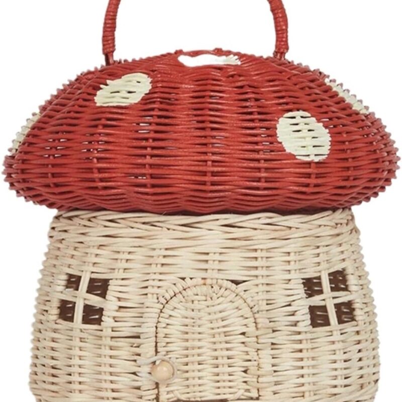 Handmade Rattan Mushroom-Shaped Storage Basket Cute Handmade Handcrafted Gift Decoration Artwork Rattan